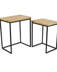 Set of Two 25" Black And Brown Solid Wood Nested Tables