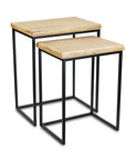 Set of Two 25" Black And Brown Solid Wood Nested Tables