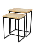 Set of Two 25" Black And Brown Solid Wood Nested Tables