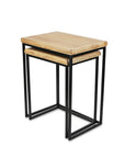 Set of Two 25" Black And Brown Solid Wood Nested Tables