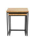 Set of Two 25" Black And Brown Solid Wood Nested Tables