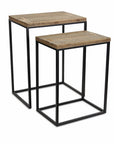 Set of Two 24" Black And Brown Solid Wood Nested Tables