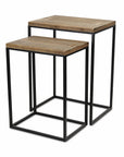 Set of Two 24" Black And Brown Solid Wood Nested Tables