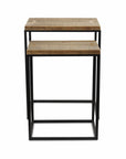 Set of Two 24" Black And Brown Solid Wood Nested Tables