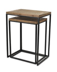 Set of Two 24" Black And Brown Solid Wood Nested Tables