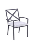 Set of Two Dark Gray Aluminum Outdoor Stacking Dining Chairs with Light Gray Cushion