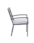 Set of Two Dark Gray Aluminum Outdoor Stacking Dining Chairs with Light Gray Cushion