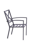 Set of Two Dark Gray Aluminum Outdoor Stacking Dining Chairs with Light Gray Cushion