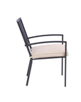 Set of Two Dark Gray Aluminum Outdoor Stacking Dining Chairs with Beige Cushion
