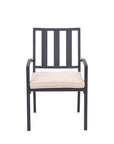 Set of Two Dark Gray Aluminum Outdoor Stacking Dining Chairs with Beige Cushion