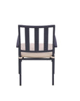 Set of Two Dark Gray Aluminum Outdoor Stacking Dining Chairs with Beige Cushion