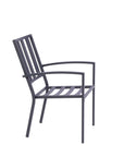 Set of Two Dark Gray Aluminum Outdoor Stacking Dining Chairs with Beige Cushion