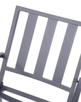Set of Two Dark Gray Aluminum Outdoor Stacking Dining Chairs with Beige Cushion