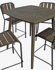 Five Piece Brown and Black Square Solid Wood Dining Set with Four Chairs