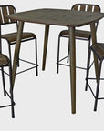 Five Piece Brown and Black Square Solid Wood Dining Set with Four Chairs