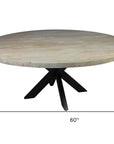 Seven Piece Gray and Black Round Solid Wood Dining Set with Six Chairs