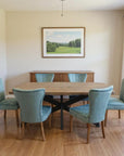 Seven Piece Gray and Black Solid Wood Dining Set with Six Chairs