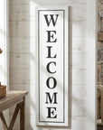 39" X 11" White And Black Welcome Metal Wall Decor