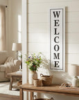 39" X 11" White And Black Welcome Metal Wall Decor