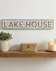 5" X 24" Gray and Brown Lake House Metal Wall Decor