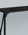 48" Black Wood and Metal Faux Marble Console Table With Shelf