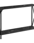 48" Black Wood and Metal Faux Marble Console Table With Shelf