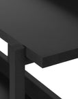 47" Black Wood and Metal Frame Console Table With Three Shelves