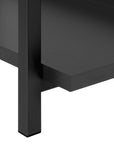 47" Black Wood and Metal Frame Console Table With Three Shelves