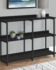 47" Black Wood and Metal Frame Console Table With Three Shelves