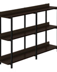 47" Brown and Black Wood and Metal Frame Console Table With Three Shelves