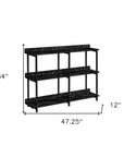 34" Black End Table With Three Shelves