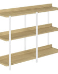 47" Natural and White Wood and Metal Frame Console Table With Three Shelves
