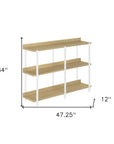 47" Natural and White Wood and Metal Frame Console Table With Three Shelves