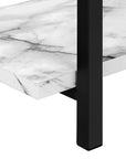 47" White and Black Wood and Metal Faux Marble Console Table With Three Shelves