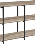 47" Taupe and Black Wood and Metal Frame Console Table With Three Shelves