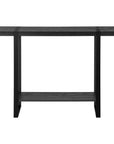 47" Black Wood and Metal Distressed Sled Console Table With Shelf