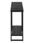 47" Black Wood and Metal Distressed Sled Console Table With Shelf