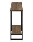 47" Brown and Black Wood and Metal Distressed Sled Console Table With Shelf