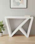 32" White Wood Abstract End Table