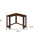 36" Brown Wood Corner Frame Console Table
