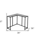 36" Gray and Black Wood and Metal Frame Console Table