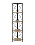 59" Taupe Metal Corner Bookcase