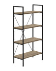 48" Taupe Metal and Wood Four Tier Etagere Bookcase