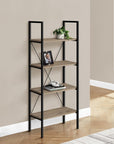48" Taupe Metal and Wood Four Tier Etagere Bookcase