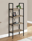 48" Taupe Metal and Wood Four Tier Etagere Bookcase