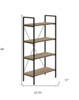 48" Taupe Metal and Wood Four Tier Etagere Bookcase