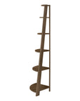 71" Dark Brown Wood Five Tier Corner Bookcase