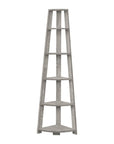 71" Gray Particle Board and Wood Five Tier Corner Bookcase