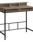 47" Taupe and Black Wood and Metal H-Shape Computer Desk