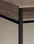 47" Taupe and Black Wood and Metal H-Shape Computer Desk
